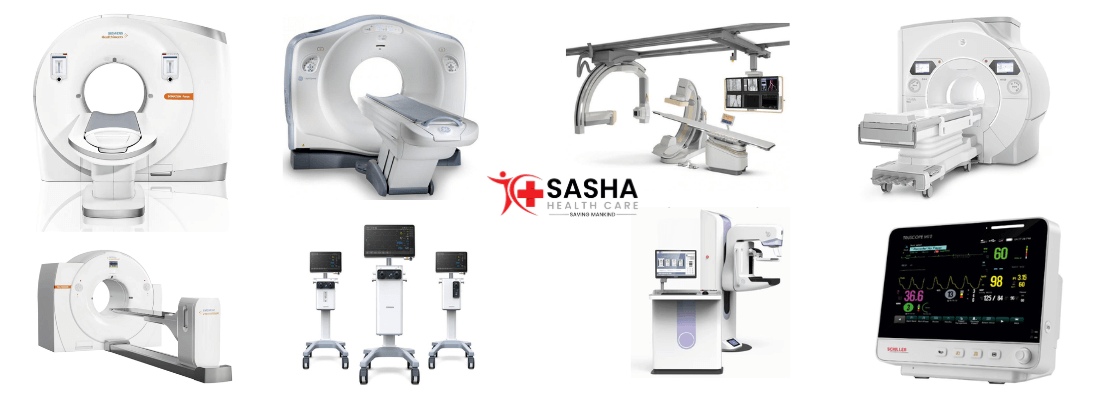 Refurbished hospital equipment supplied by Sasha Health Care for diagnostic and ICU use in South India