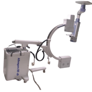Allengers HF 49 high-frequency X-ray system with vertical bucky and control console