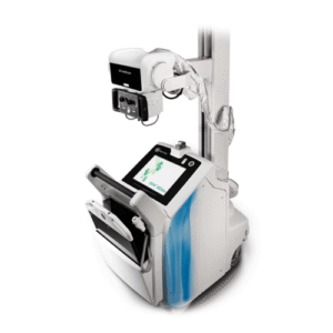 GE Optima XR220 mobile digital radiography system used for high-quality bedside and emergency X-ray imaging.