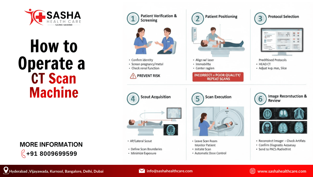 How to operate a CT scan machine in a diagnostic center by a trained radiology technologist