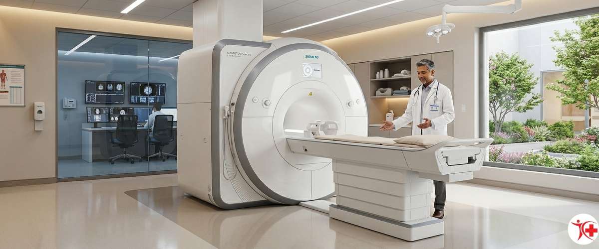 MRI scanner machine in hospital radiology department with advanced imaging system